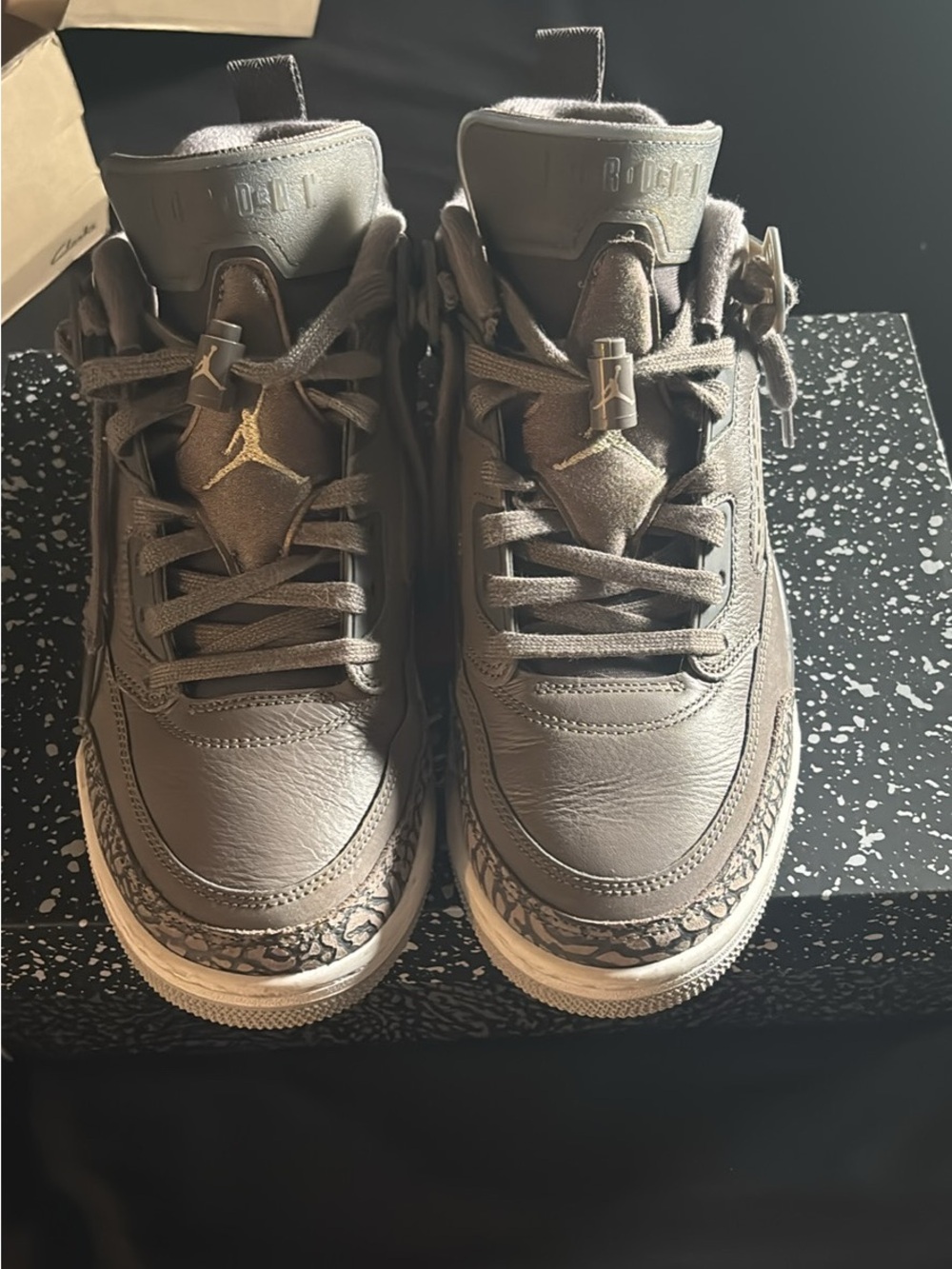 Jordan High-Top Sneakers in Olive Brown with Gold Jumpman